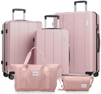VALLSERO 4-Rollen-Trolley Set 55/66/75 cm mit Handtasche & Kosmetiktasche