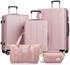 VALLSERO 4-Rollen-Trolley Set 55/66/75 cm mit Handtasche & Kosmetiktasche