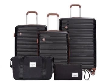 Travelhouse Ascona 4-Rollen-Trolley Set 55/65/75 cm mit Reisetasche und Kulturbeutel black