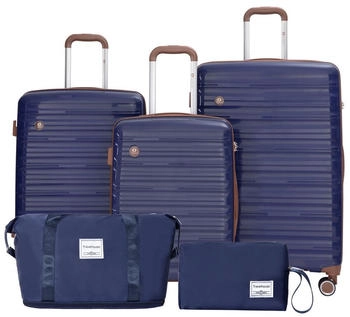 Travelhouse Ascona 4-Rollen-Trolley Set 55/65/75 cm mit Reisetasche und Kulturbeutel navy