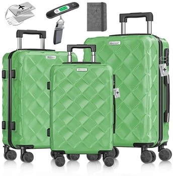 Kesser 4-Rollen Hartschalen Trolley Set 55/66/75 cm mit Kofferwaage & Reisebrieftasche light green
