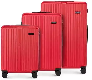 Wittchen Stripes 4-Rollen-Trolley Set 55/67,5/76,5 cm ( 56-3A-60S) red