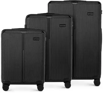 Wittchen Stripes 4-Rollen-Trolley Set 55/67,5/76,5 cm ( 56-3A-60S) black