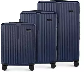 Wittchen Stripes 4-Rollen-Trolley Set 55/67,5/76,5 cm ( 56-3A-60S) dark blue