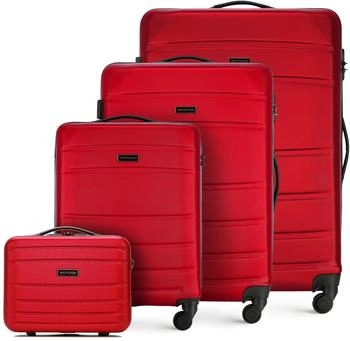 Wittchen Globe Line 4-Rollen-Trolley Set 54/67/77 cm & Beauty Case (56-3A-65K) red