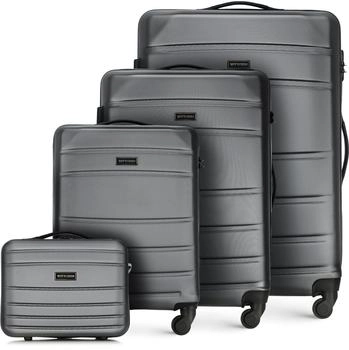 Wittchen Globe Line 4-Rollen-Trolley Set 54/67/77 cm & Beauty Case (56-3A-65K) grey
