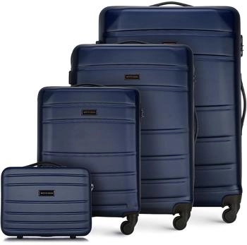 Wittchen Globe Line 4-Rollen-Trolley Set 54/67/77 cm & Beauty Case (56-3A-65K) dark blue