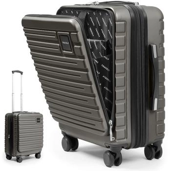 Travely Premium 4-Rollen-Trolley 55 cm mit Fronttasche (TY-HG) moon stone grey