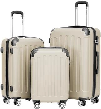 BEIBYE 4-Rollen-Trolley Set 55/66/76 cm cream white