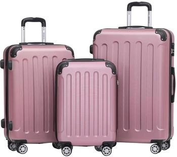 BEIBYE 4-Rollen-Trolley Set 55/66/76 cm pink