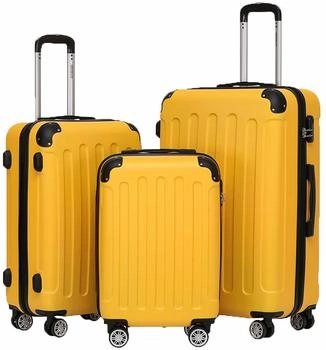 BEIBYE 4-Rollen-Trolley Set 55/66/76 cm yellow