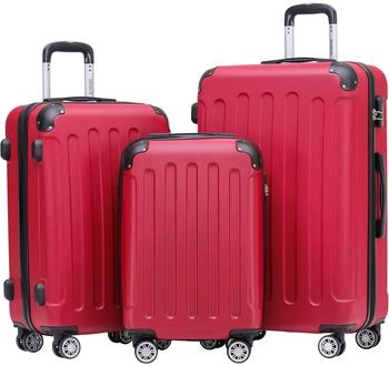 BEIBYE 4-Rollen-Trolley Set 55/66/76 cm red