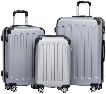 BEIBYE 4-Rollen-Trolley Set 55/66/76 cm silver