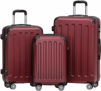 BEIBYE 4-Rollen-Trolley Set 55/66/76 cm wine red