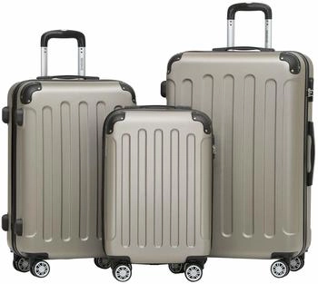 BEIBYE 4-Rollen-Trolley Set 55/66/76 cm champagne