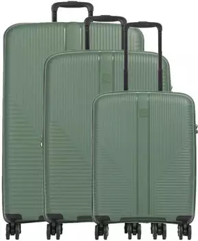 Travelite Air Stripe 4-Rollen-Trolley Set 55/66/77 cm (7000340) green