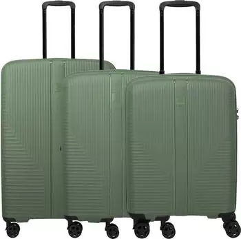 Travelite Air Stripe 4-Rollen-Trolley Set 55/66/77 cm (7000340) green – Maximaler Komfort durch durchdachte Ausstattung