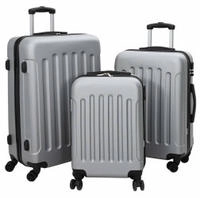 vidaXL Koffer mit Schloss 3 stk. Silber 50 x 31 x 78 cm ABS Kunststoff