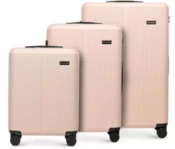 Wittchen Stripes 4-Rollen-Trolley Set 55/67,5/76,5 cm ( 56-3A-60S) powder pink