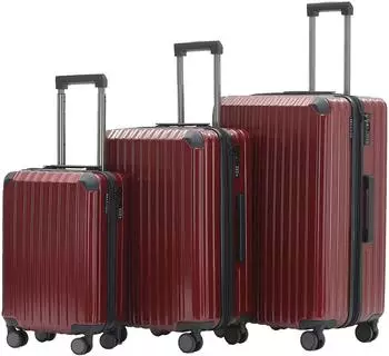 Münicase M816 4-Rollen-Trolley Set 55/65/76 cm wine red