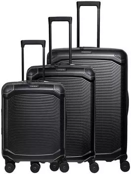 Travelite Millennium 4-Rollen-Trolley Set 55/67/76 cm (7000740) black – Müheloses Manövrieren dank intelligenter Rollentechnologie