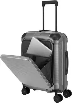 Travelite Millennium 4-Rollen-Trolley 55 cm (7000746) silver – Komfortable Mobilität durch wendige Doppelrollen und ergonomisches Handling