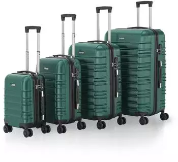 Juskys Rom 4-Rollen-Trolley Set 48/55/66/76 cm dunkelgr&uuml;n