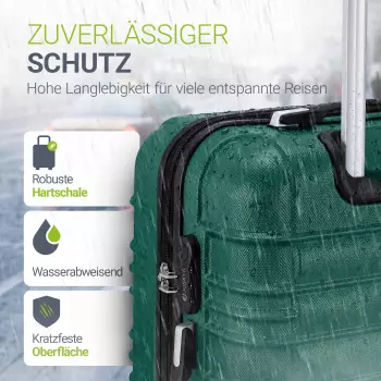 Juskys Rom 4-Rollen-Trolley Set 55/66/76 cm dunkelgrün – Mühelose Mobilität durch durchdachtes Rollensystem und ergonomische Handhabung
