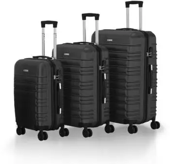 Juskys Rom 4-Rollen-Trolley Set 55/66/76 cm schwarz