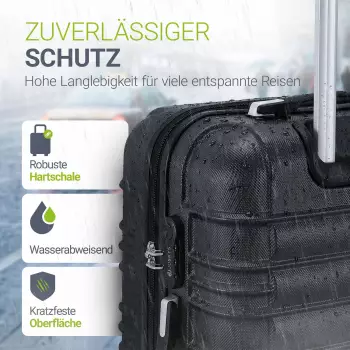 Juskys Rom 4-Rollen-Trolley Set 55/66/76 cm schwarz – Komfortables Handling dank intelligenter Ausstattung