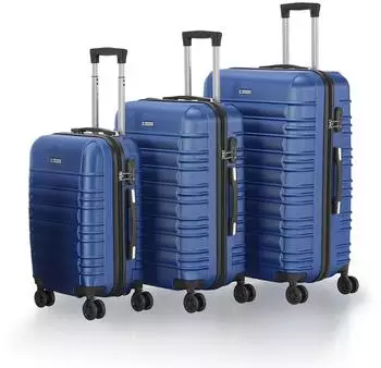 Juskys Rom 4-Rollen-Trolley Set 55/66/76 cm blau