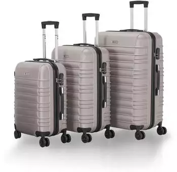 Juskys Rom 4-Rollen-Trolley Set 55/66/76 cm champagner
