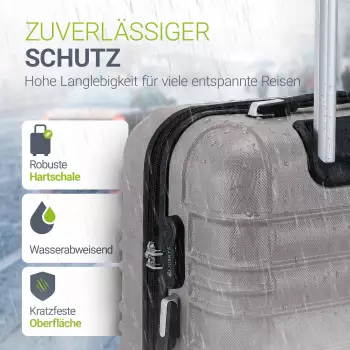 Juskys Rom 4-Rollen-Trolley Set 55/66/76 cm champagner – Perfekte Mobilität durch intelligentes Rollensystem und ergonomische Handhabung