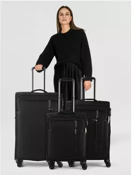American Tourister Nitestream Spinner Set 55/66/77 cm (158568) black/grey – Praktische Außentaschen für schnellen Zugriff unterwegs