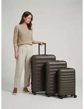 d & n Toronto 4-Rollen-Trolley Set 54/65/75 cm mocha brown – Sicheres Handling durch 360-Grad-Doppelrollen und integriertes TSA-Zahlenschloss