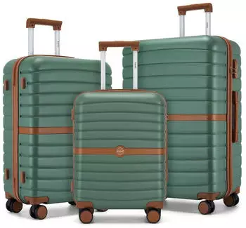 Kono Cannes 4-Rollen-Trolley Set 55/66,5/76,5 cm green/brown