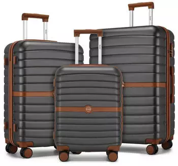 Kono Cannes 4-Rollen-Trolley Set 55/66,5/76,5 cm grey/brown