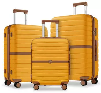 Kono Cannes 4-Rollen-Trolley Set 55/66,5/76,5 cm yellow/brown
