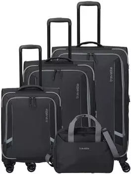 Travelite Corsiica 4-Rollen-Trolley Set 55/69/77 cm & Boarding Bag (8000140) black