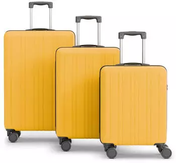 Wertes 4-Rollen-Trolley Set 55/67/77 cm 196L mustard yellow