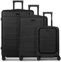 Police London 4 Rollen Kofferset 3-teilig mit Dehnfalte schwarz TAS055333