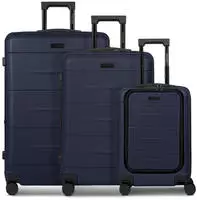 Police London 4 Rollen Kofferset 3-teilig mit Dehnfalte blau TAS055331