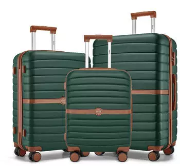 Kono Cannes 4-Rollen-Trolley Set 55/66,5/76,5 cm dark green/brown