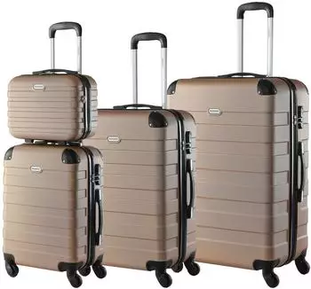 Monzana Essential 4-Rollen-Trolley Set 54/65/75 cm & Beauty Case champagne