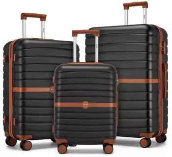 Kono Cannes 4-Rollen-Trolley Set 55/66,5/76,5 cm black/brown