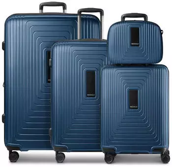 REDOLZ Essentials 14 4-Rollen-Trolley Set + Beautycase 4-teilig (RD12439) dark blue metallic