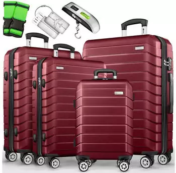 tillvex 4-Rollen-Trolley Set 48/56,5/67/77 cm red