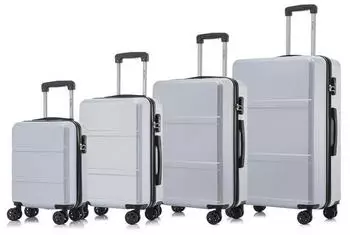 YONSLY 4-Rollen-Trolley Set 46/55/66/76 cm silver