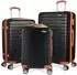 Brubaker Paris Hartschalen-Kofferset 3-tlg. schwarz/hellbraun, 4 Rollen, Zahlenschloss (M/L/XL)