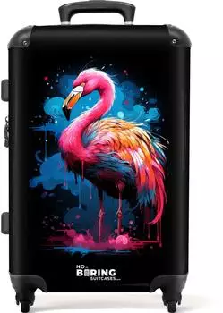 NoBoringSuitcases.com&reg; Hartschalen-Trolley Graffiti Flamingo, 67cm, 4 Rollen
